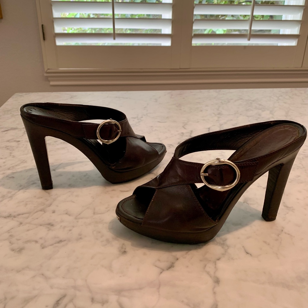 Yves Saint Laurent Wooden Heel Sandals